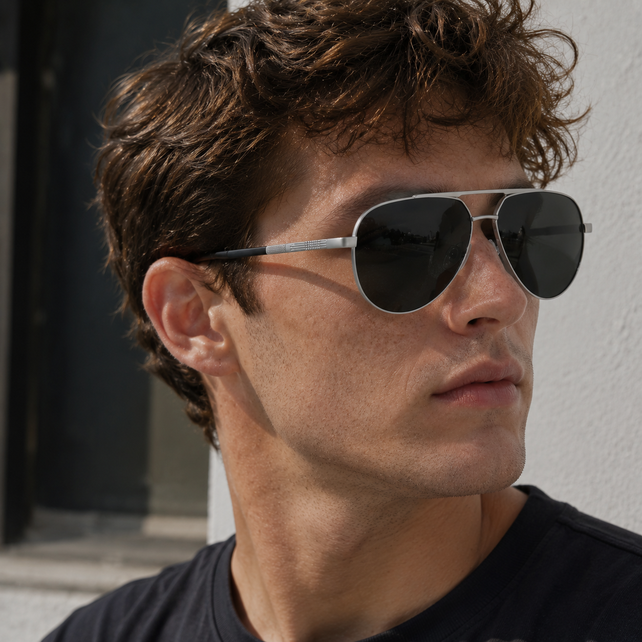 Miles Ti Titanium Aviator Sunglasses with Polarized Glass