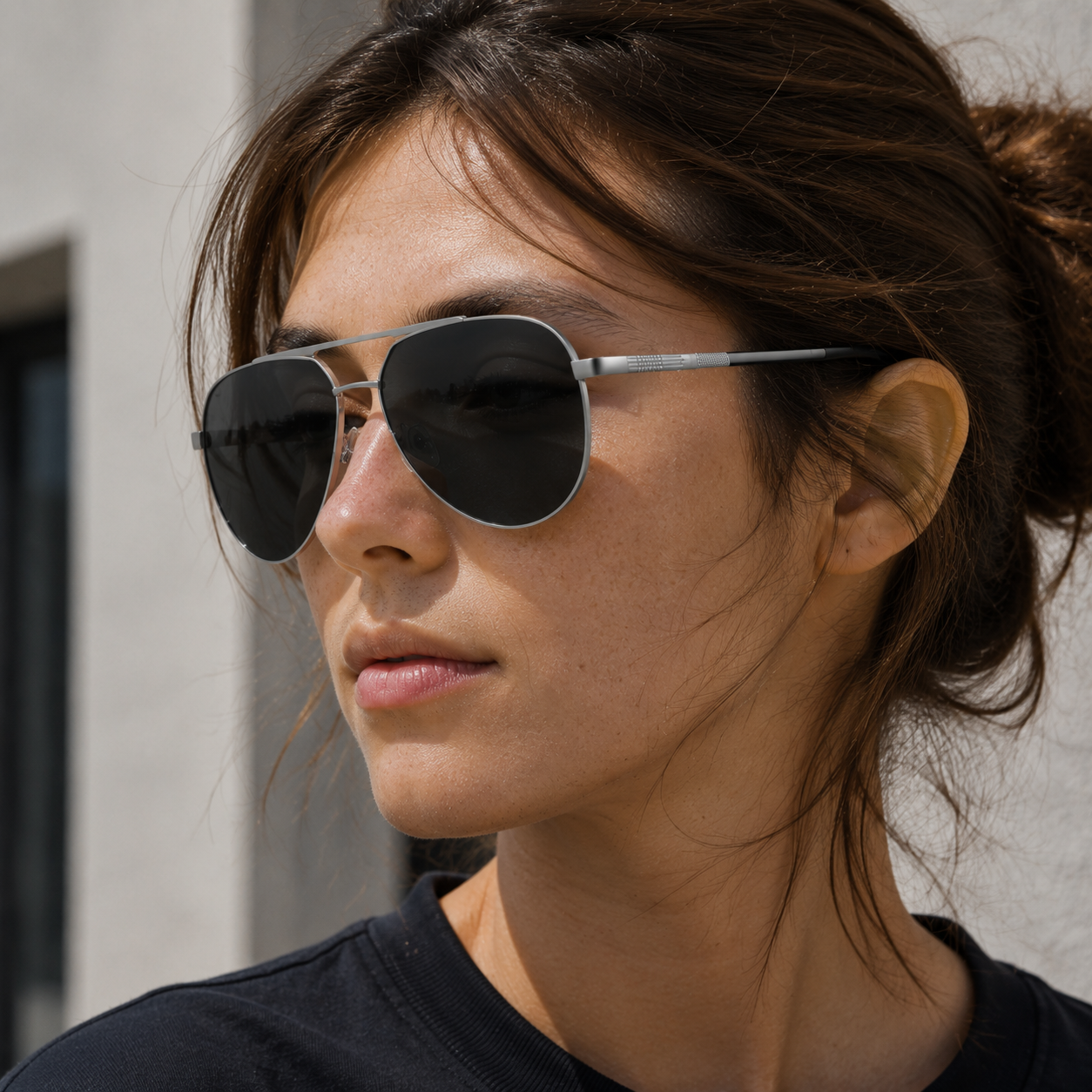 Miles Ti Titanium Aviator Sunglasses with Polarized Glass